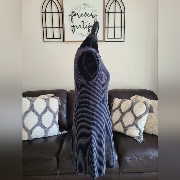 Theory‎ Randria Evian Stretch Wool Navy A-Line Stripe Dress Women's Size L - Picture 6 of 10